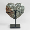 Stunning Heart Shape of Yellow Crystal Rock on a custom stand CH/013