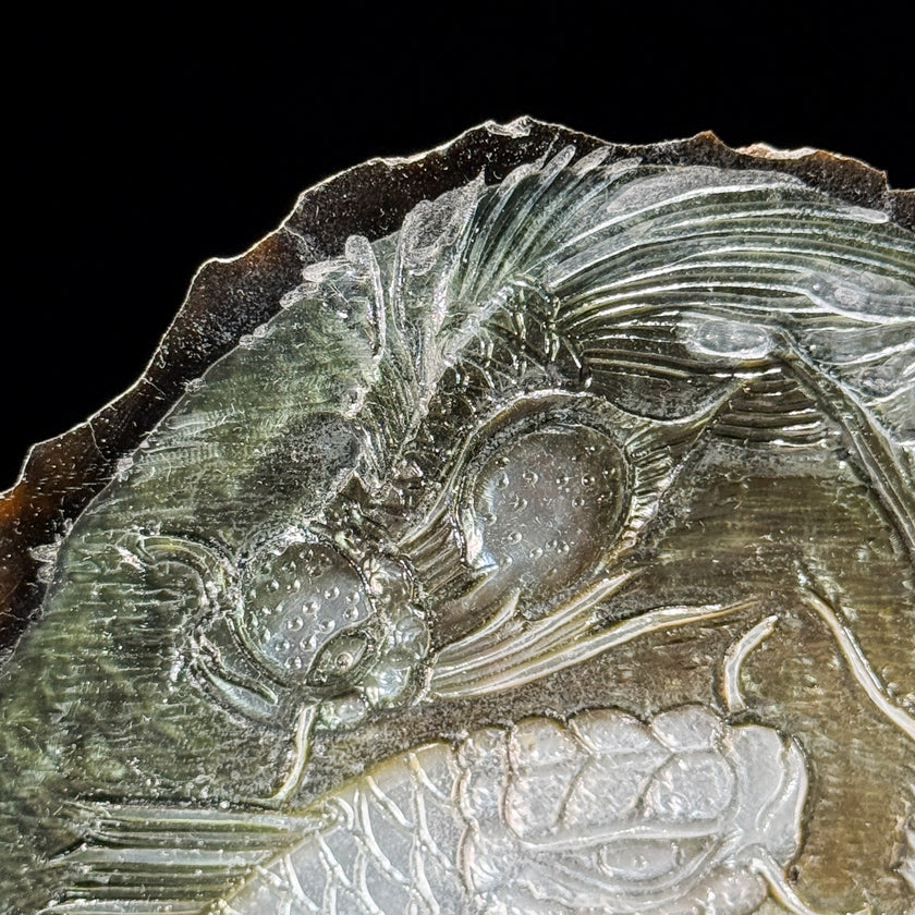 Carved Mother of Pearl Shells Koi Carving ToS,A/029