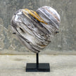 Wonderful Petrified Wood Heart-Shaped on a Custom Stand PWH/019