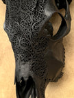 Fully carved cow skulls with Fern Carving Skull,A/178