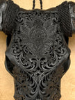Black Carved Buffalo Skulls with Floral motif | Skull,A/172