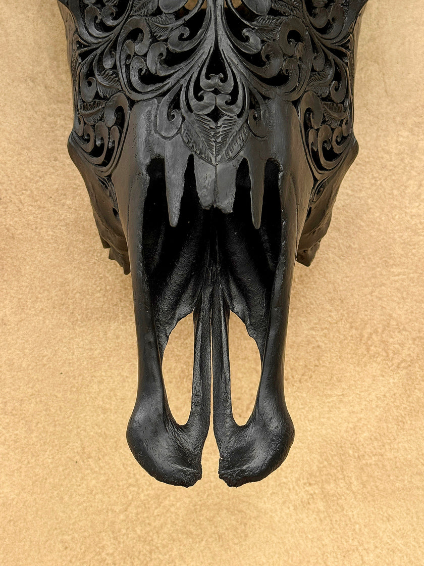 Black Carved Buffalo Skulls with Floral motif | Skull,A/172