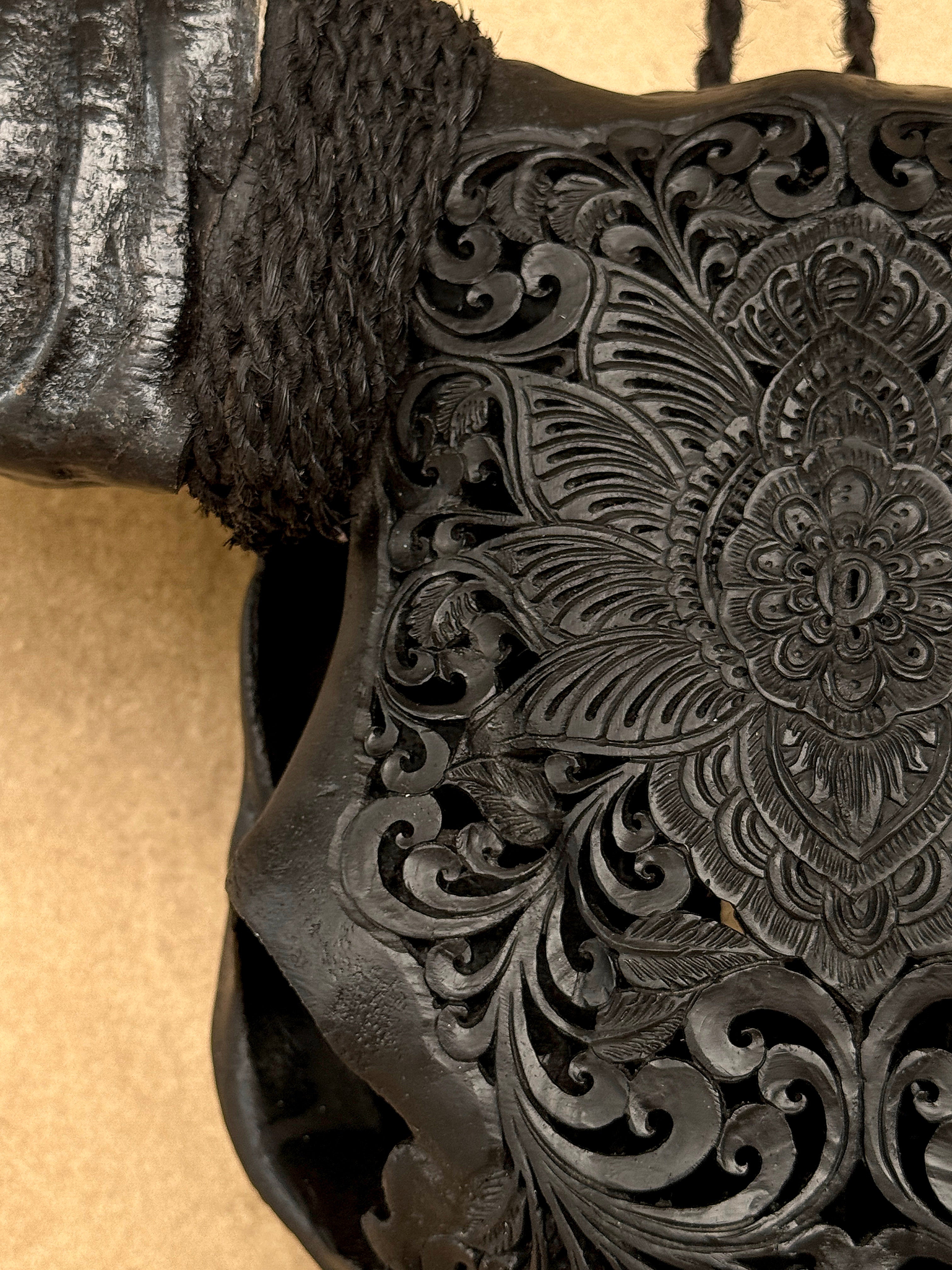 Black Carved Buffalo Skulls with Floral motif | Skull,A/172