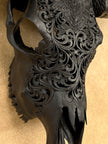 Black Carved Buffalo Skulls with Floral motif | Skull,A/172