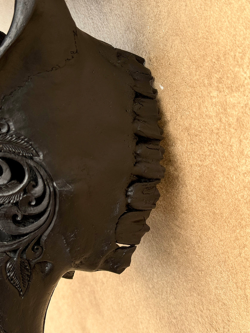 Black Carved Buffalo Skulls with Floral motif | Skull,A/172