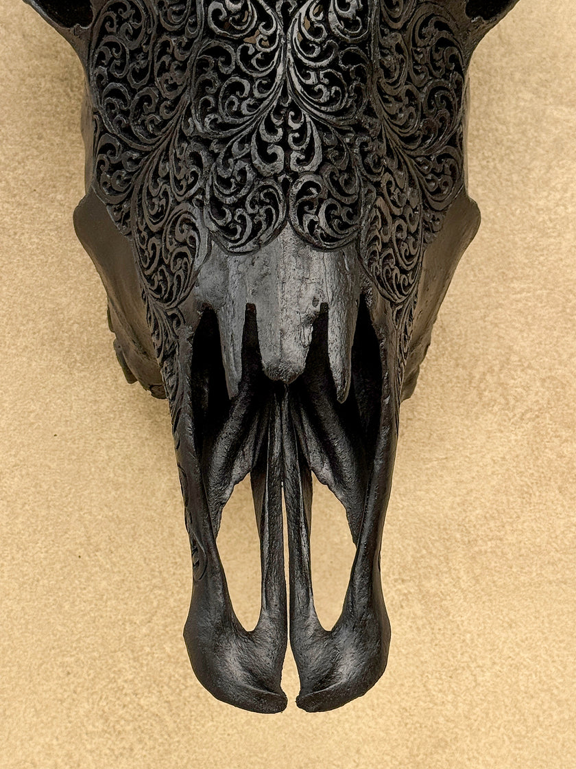 Black Carved Buffalo Skulls with Fern motif | Skull,A/174