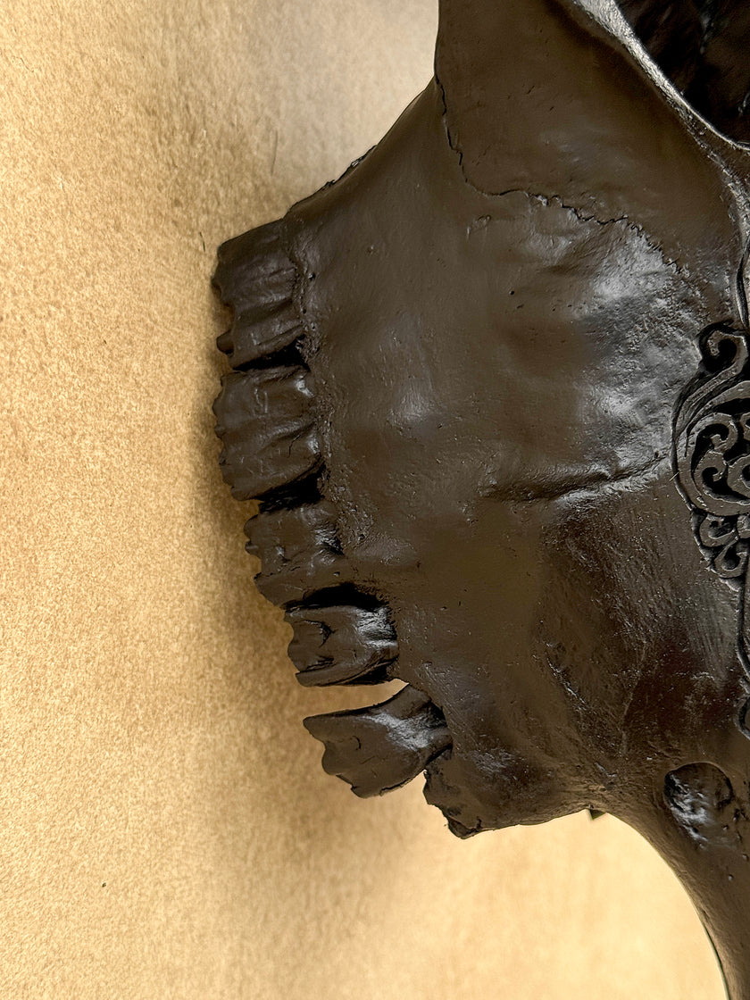 Black Carved Buffalo Skulls with Fern motif | Skull,A/174