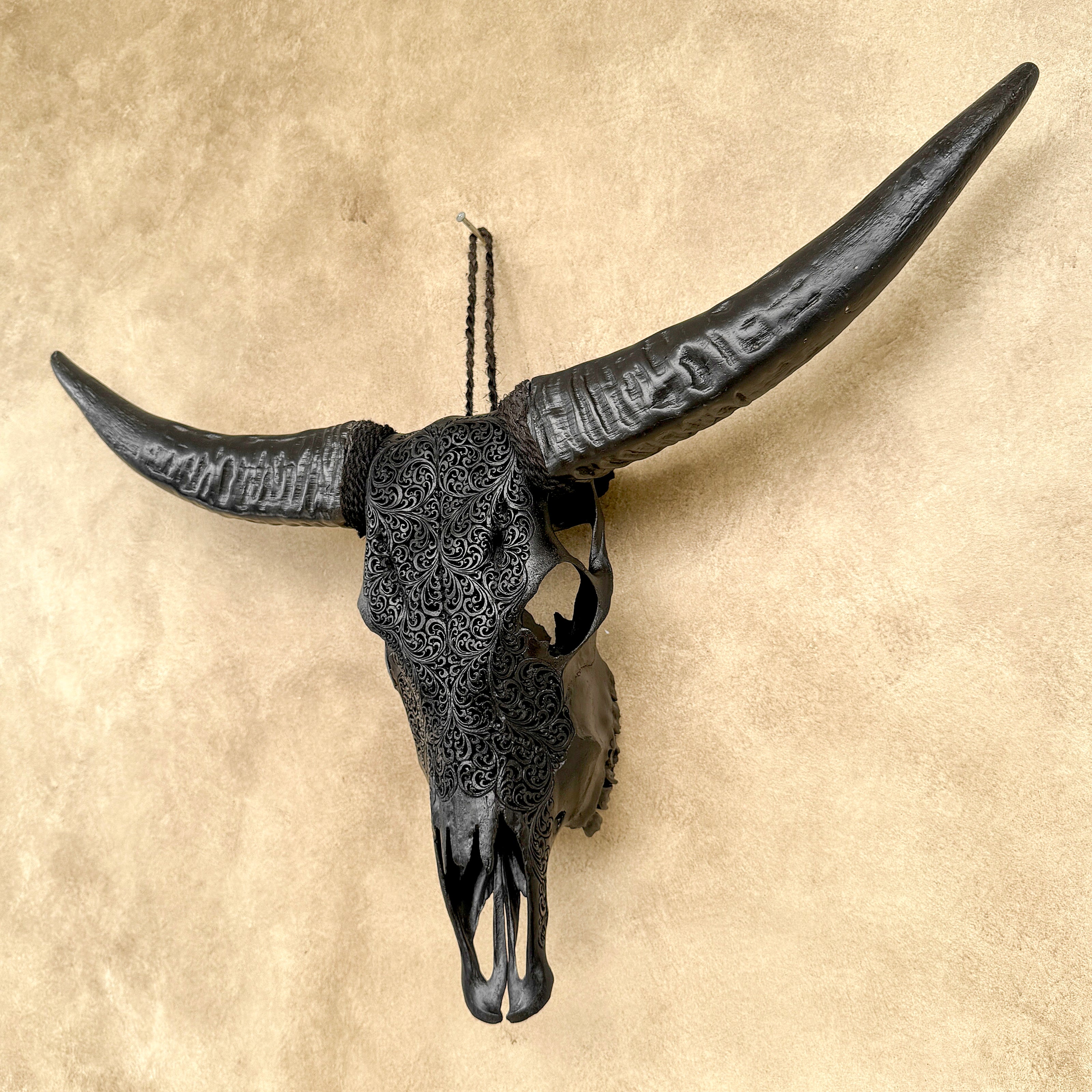 Black Carved Buffalo Skulls with Fern motif | Skull,A/174