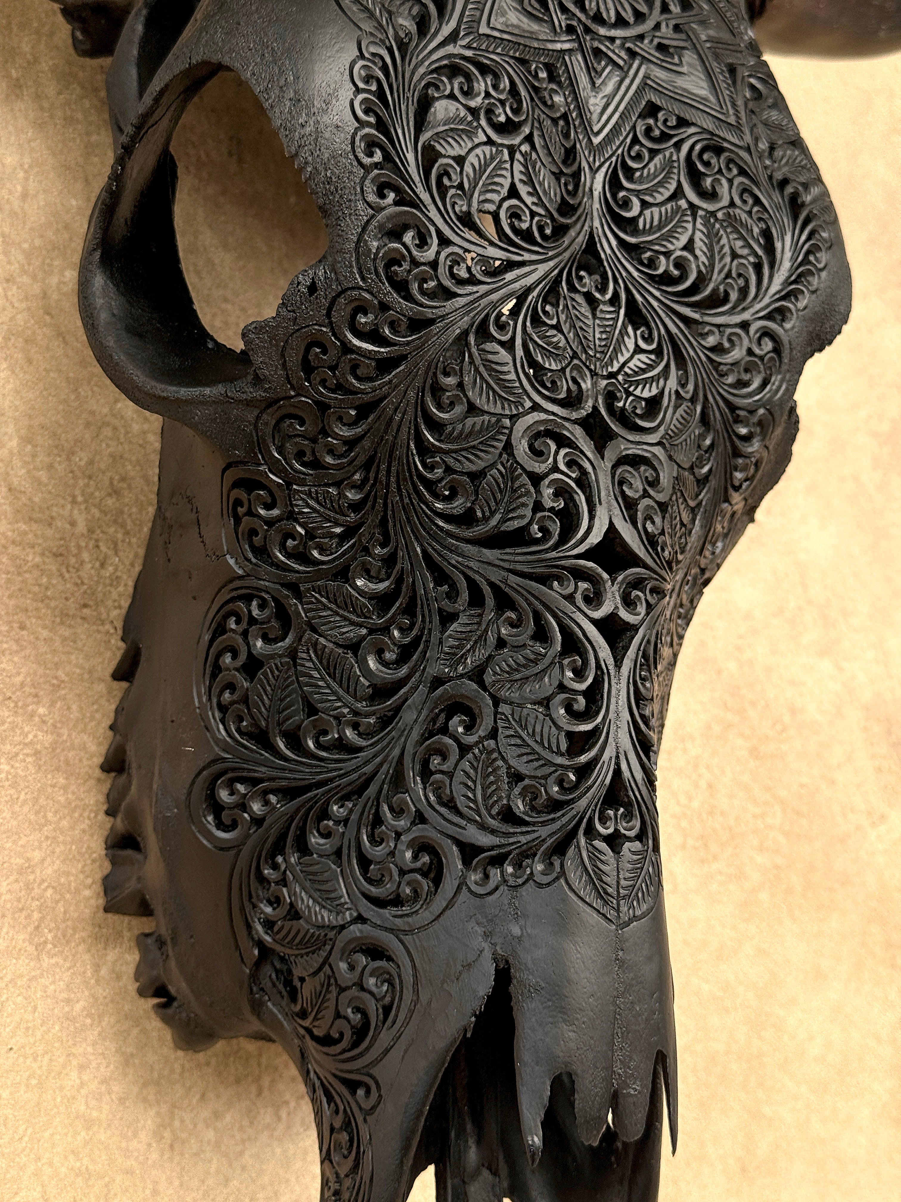 Bull Skull Carved Star Mandala - Skull,A/148