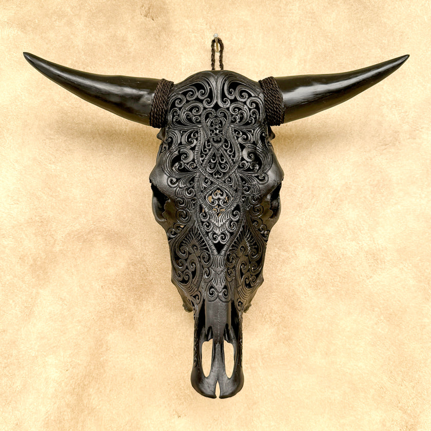 Bull Skull Carved Tradbal - Skull,A/147