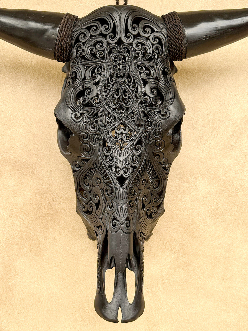 Bull Skull Carved Tradbal - Skull,A/147