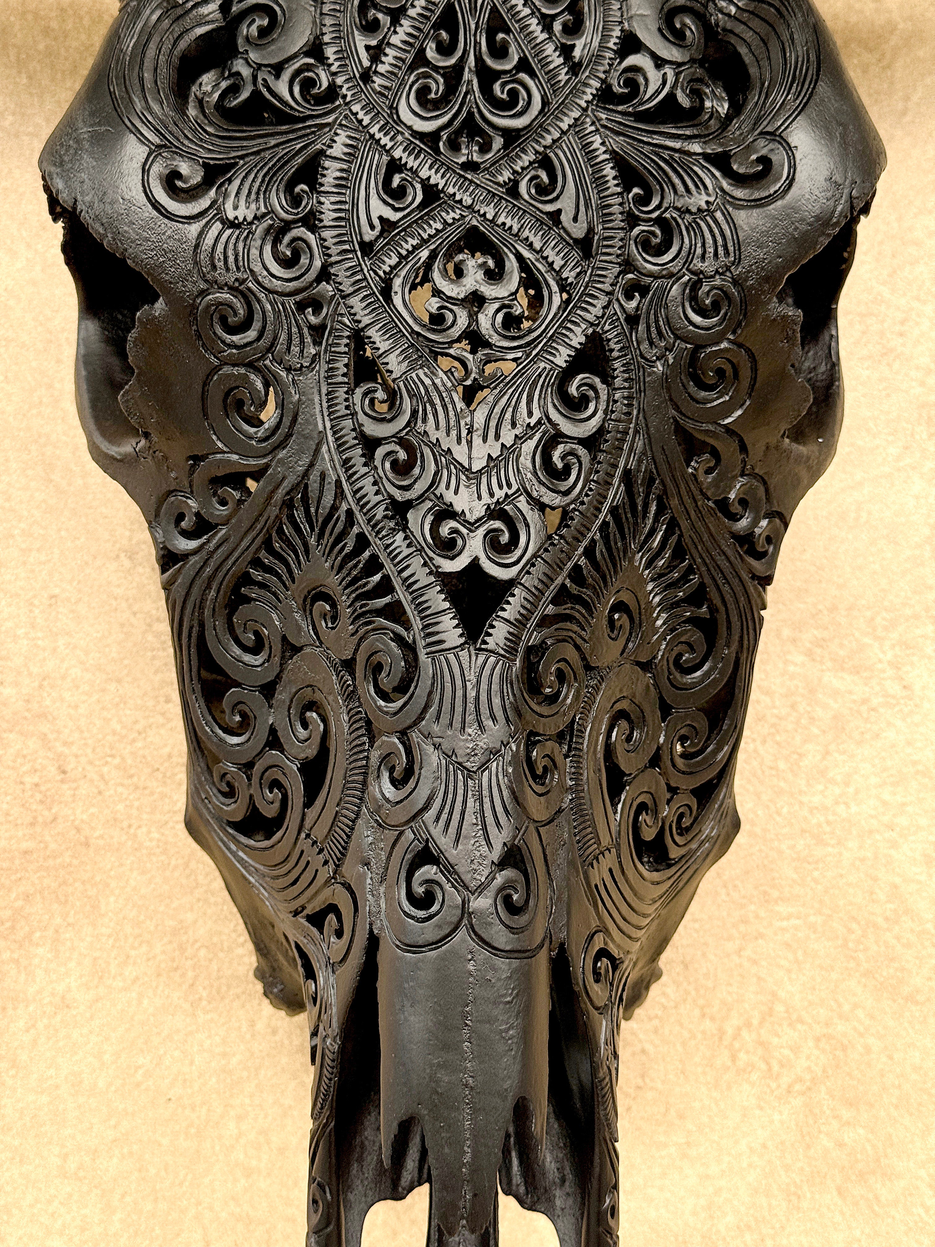 Bull Skull Carved Tradbal - Skull,A/147