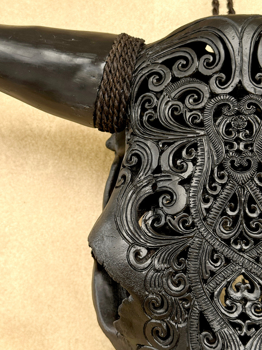 Bull Skull Carved Tradbal - Skull,A/147