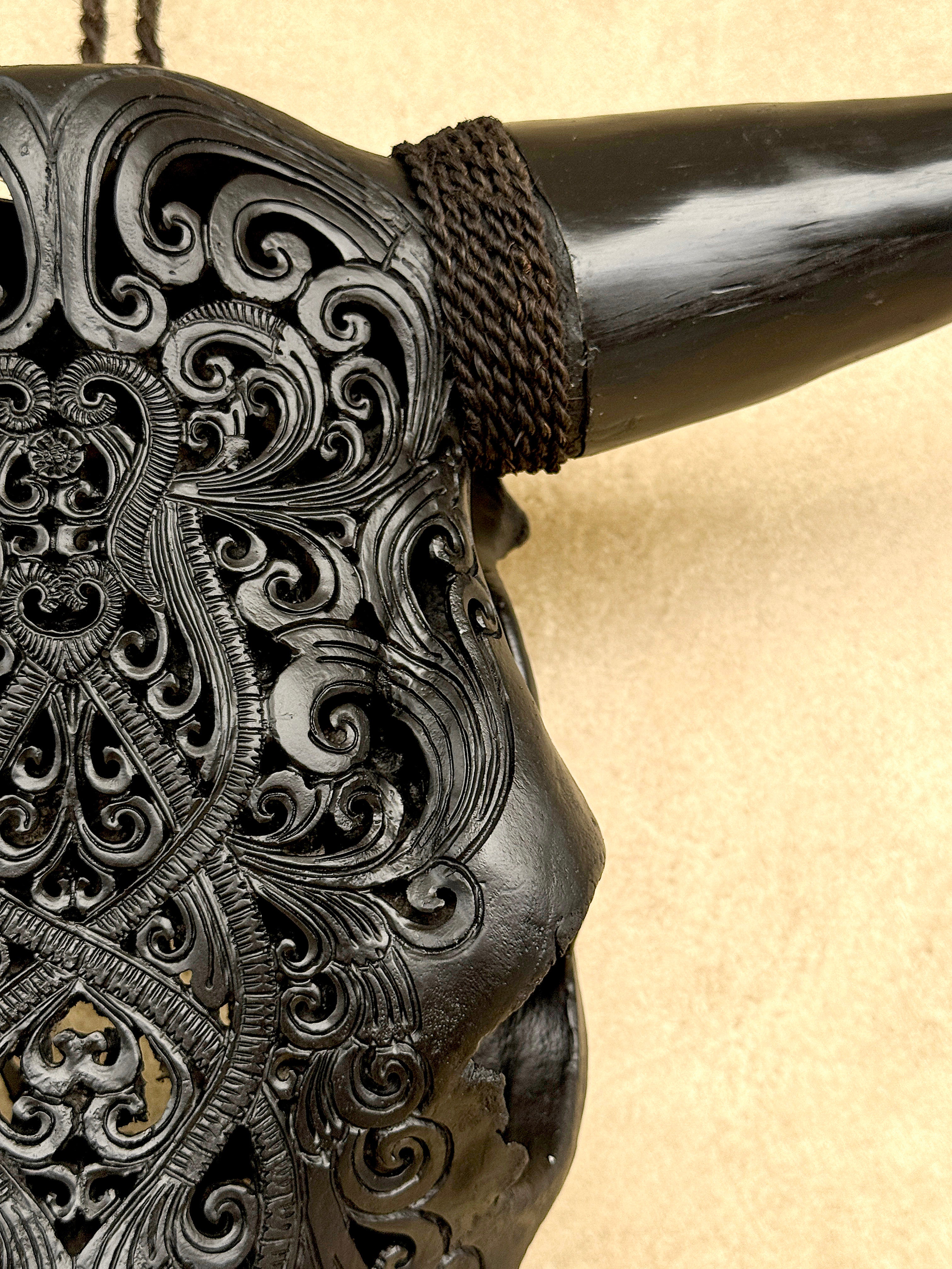 Bull Skull Carved Tradbal - Skull,A/147