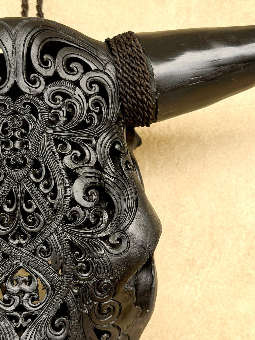 Bull Skull Carved Tradbal - Skull,A/147