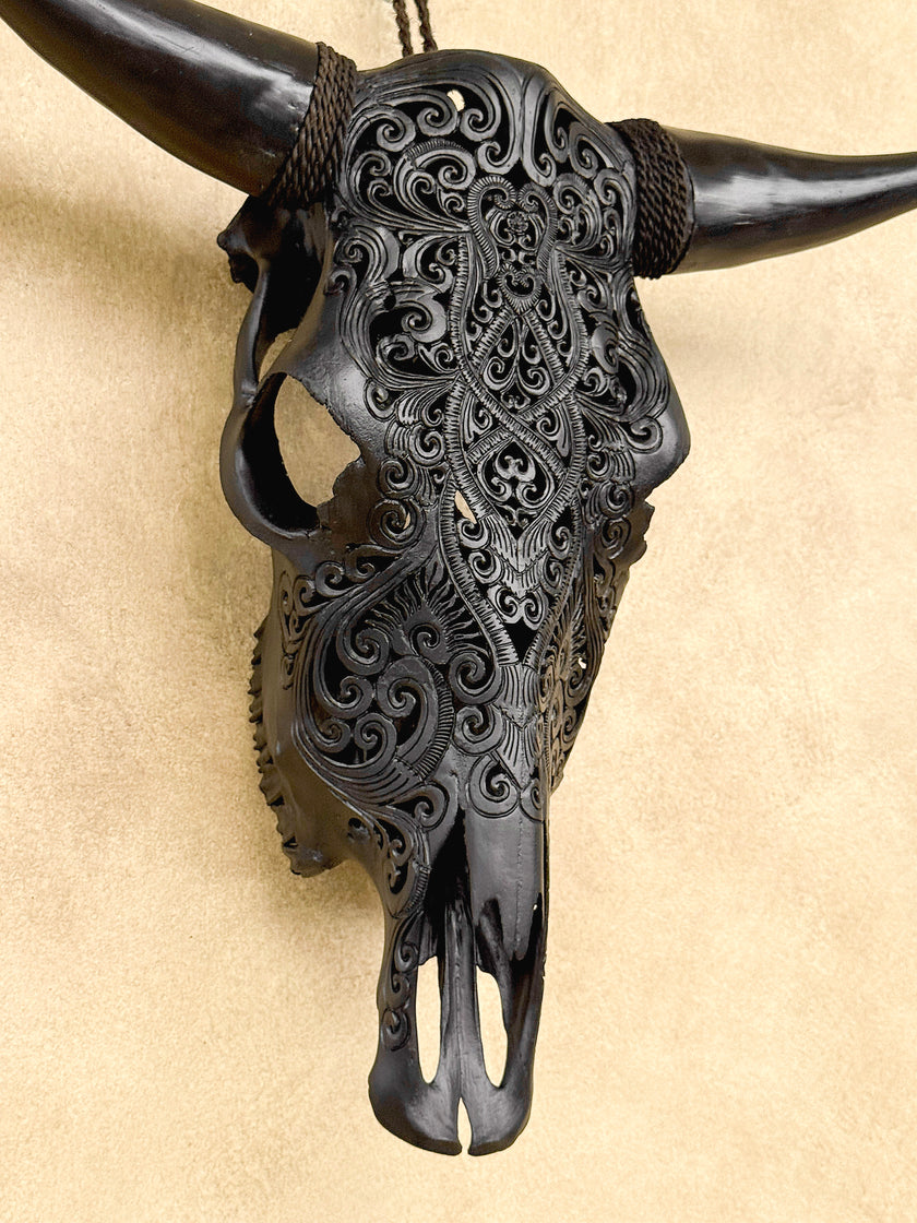 Bull Skull Carved Tradbal - Skull,A/147