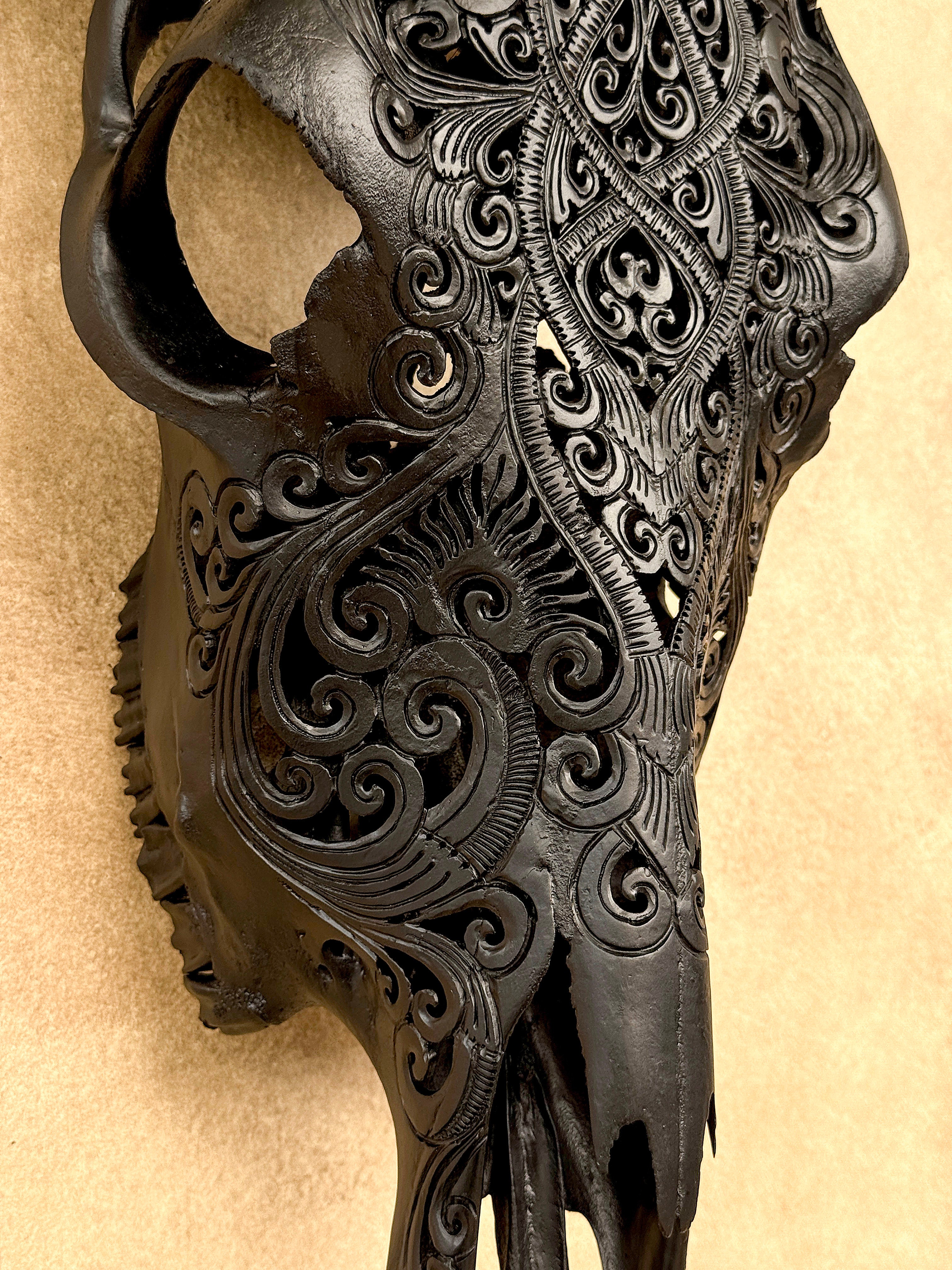 Bull Skull Carved Tradbal - Skull,A/147