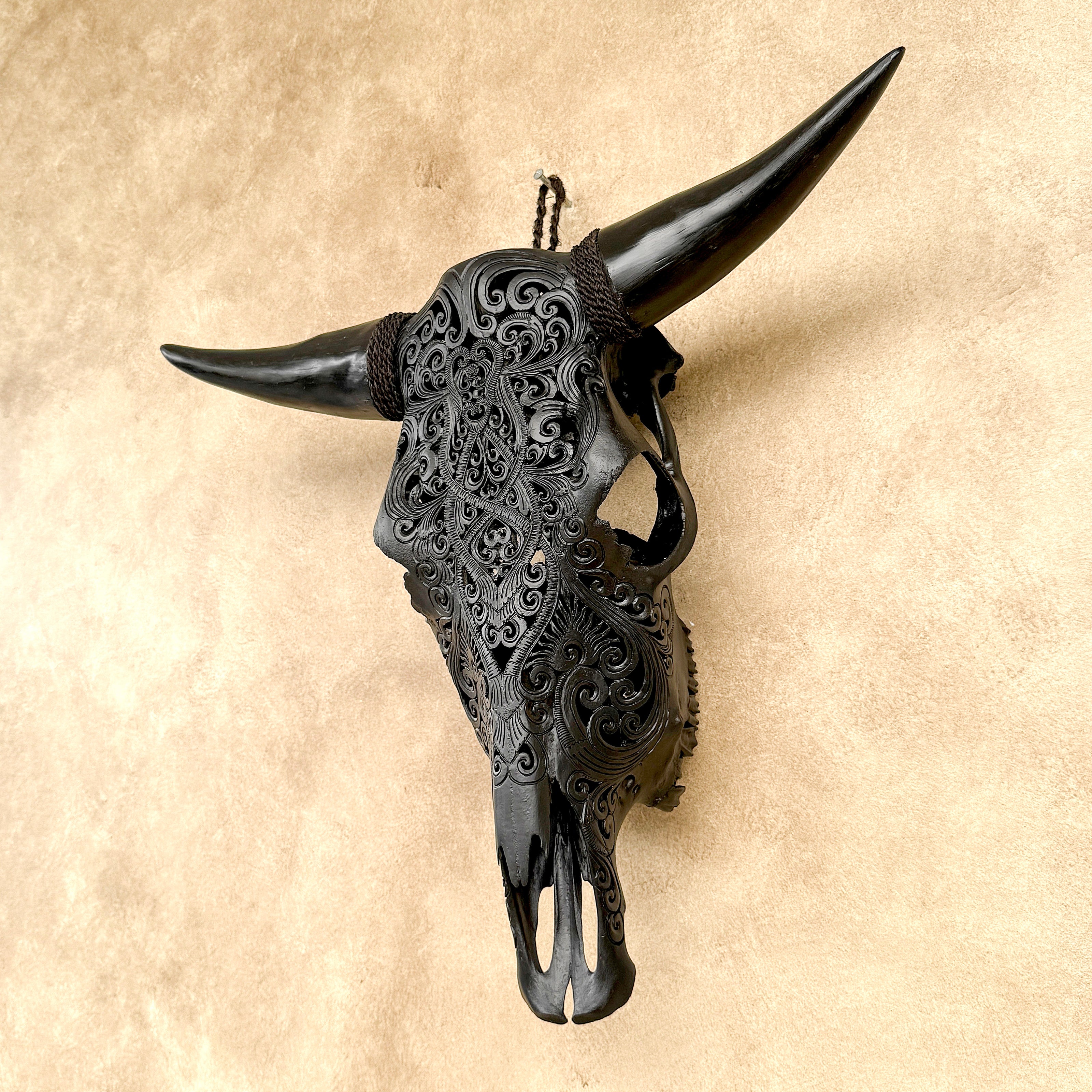 Bull Skull Carved Tradbal - Skull,A/147