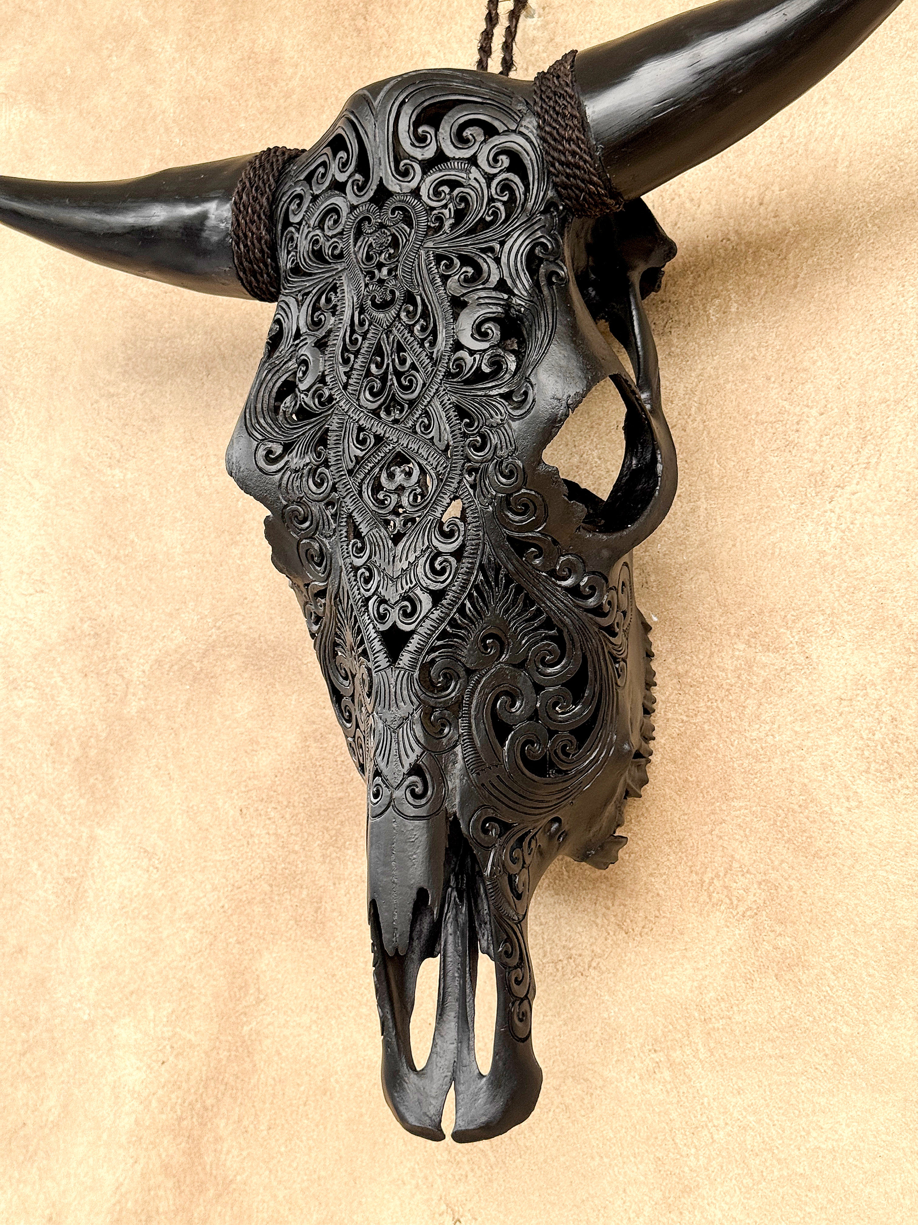 Bull Skull Carved Tradbal - Skull,A/147