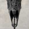 Carved Ram Skull with Badong Motif - Black Wall Art Decor for Boho, Rustic & Eclectic Interiors - Skull,A/116