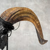 Carved Ram Skull with Badong Motif - Black Wall Art Decor for Boho, Rustic & Eclectic Interiors - Skull,A/116