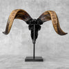 Carved Ram Skull with Badong Motif - Black Wall Art Decor for Boho, Rustic & Eclectic Interiors - Skull,A/116