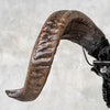 Carved Ram Skull with Big Lotus Motif - Black Wall Art Decor for Boho, Rustic & Eclectic Interiors - Skull,A/114