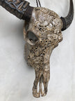 Carved Water Buffalo Skull Koi Fish carving 9B/046