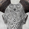 Carved Ram Skull with Star Mandala motif on stand - Skull,A/160