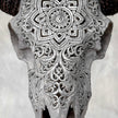 Carved Ram Skull with Star Mandala motif on stand - Skull,A/160