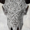 Carved Ram Skull with Star Mandala motif on stand - Skull,A/160