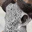Carved Ram Skull with Star Mandala motif on stand - Skull,A/160