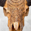 Carved Ram Skull with Badong motif on stand - Skull,A/162