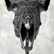 Carved Ram Skull with Star Mandala motif on stand - Skull,A/182