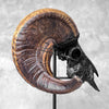 Carved Ram Skull with Star Mandala motif on stand - Skull,A/182