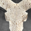 White Ram Skull Carved Horns with Flower Mandala motif on stand - Skull,A/165