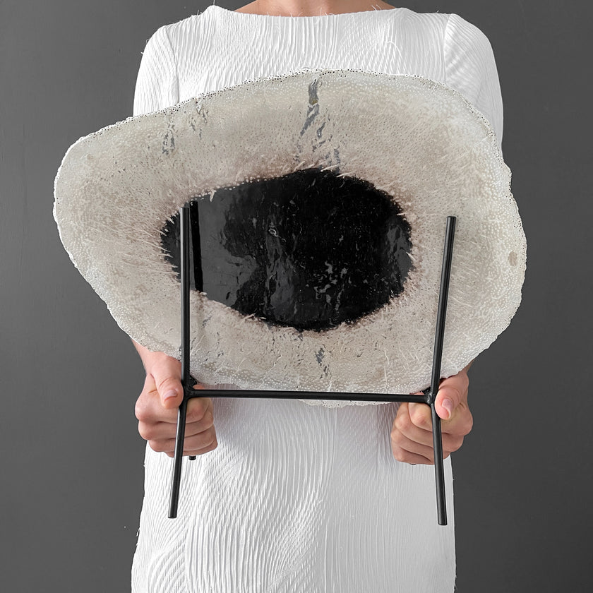 A Beautiful Slice of Petrified Palm Root on stand  PetW/045