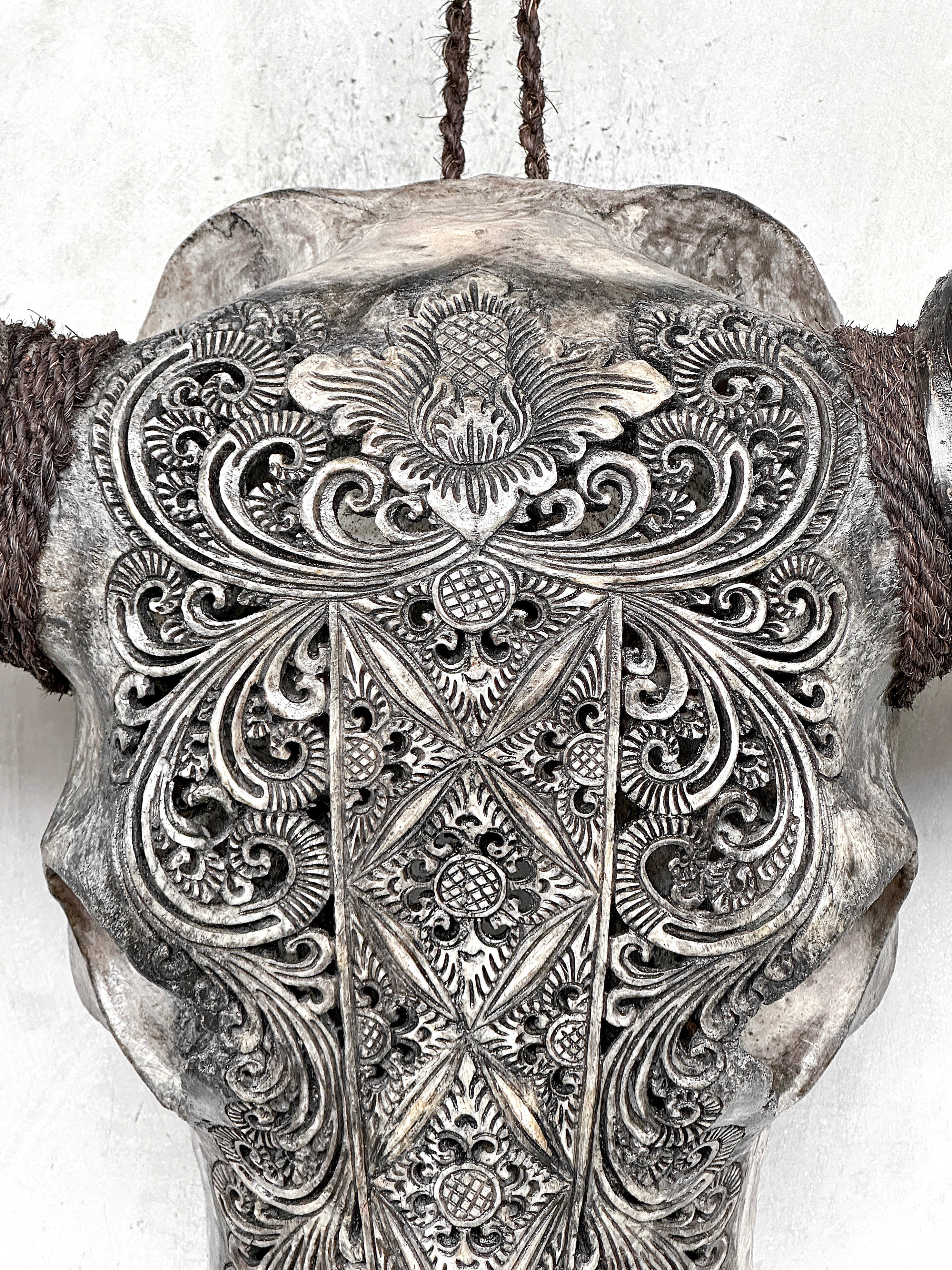 Caved Waterbuffalo Skulls with Ketimun Lotus Carving Skull,A/181