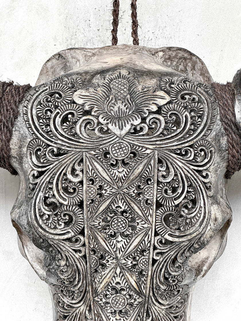 Caved Waterbuffalo Skulls with Ketimun Lotus Carving Skull,A/181