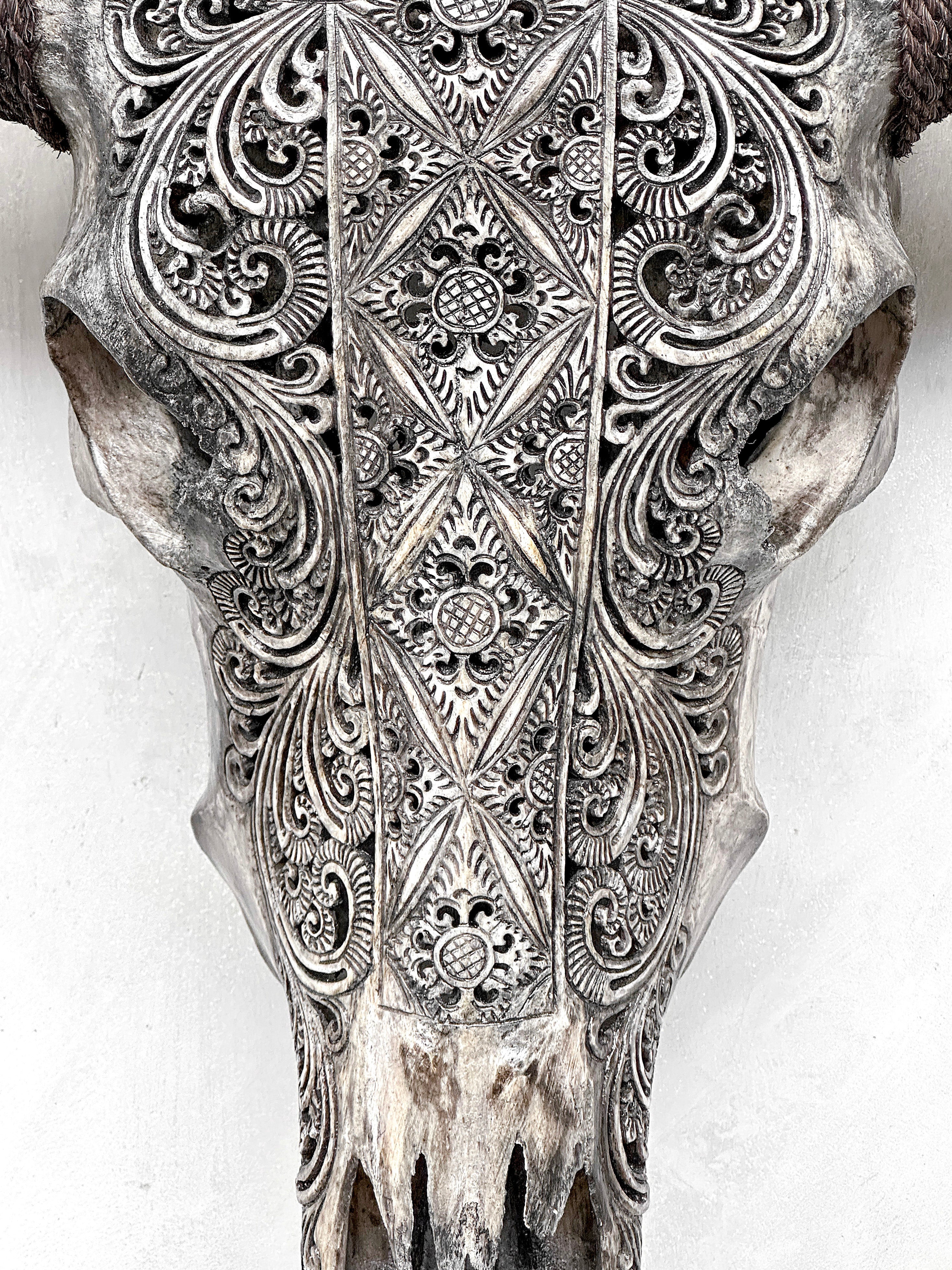 Caved Waterbuffalo Skulls with Ketimun Lotus Carving Skull,A/181