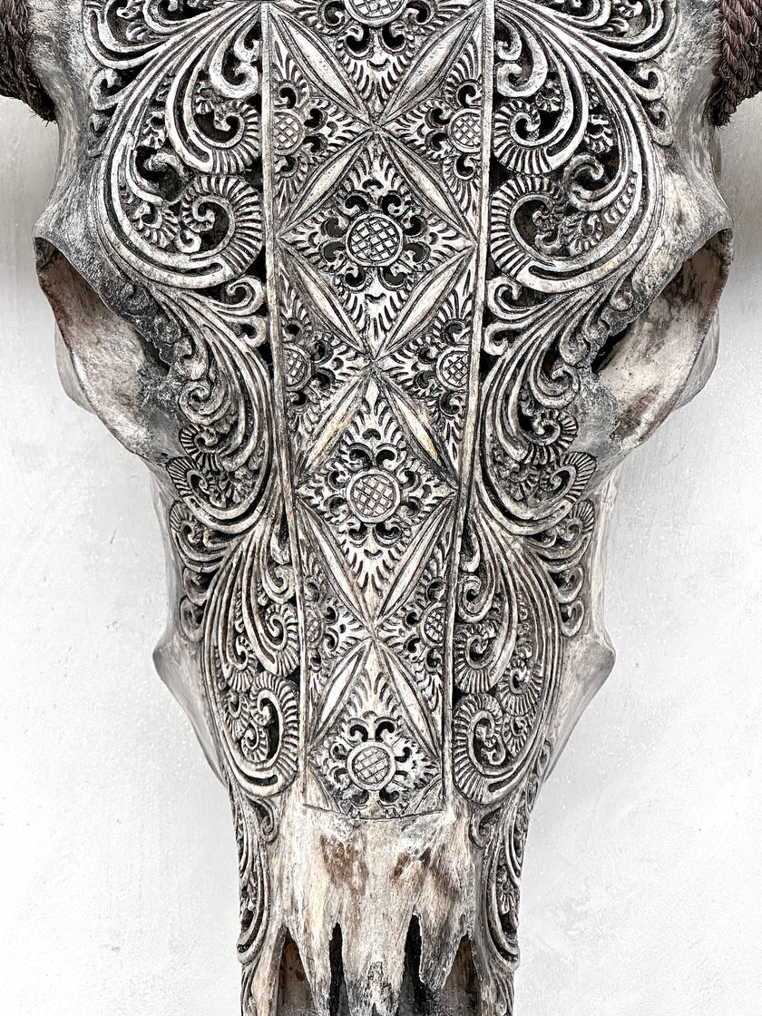 Caved Waterbuffalo Skulls with Ketimun Lotus Carving Skull,A/181