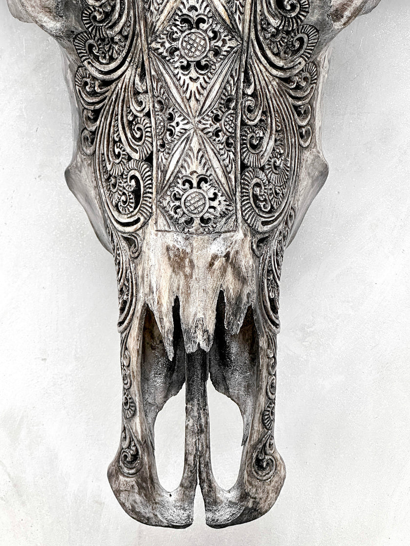 Caved Waterbuffalo Skulls with Ketimun Lotus Carving Skull,A/181