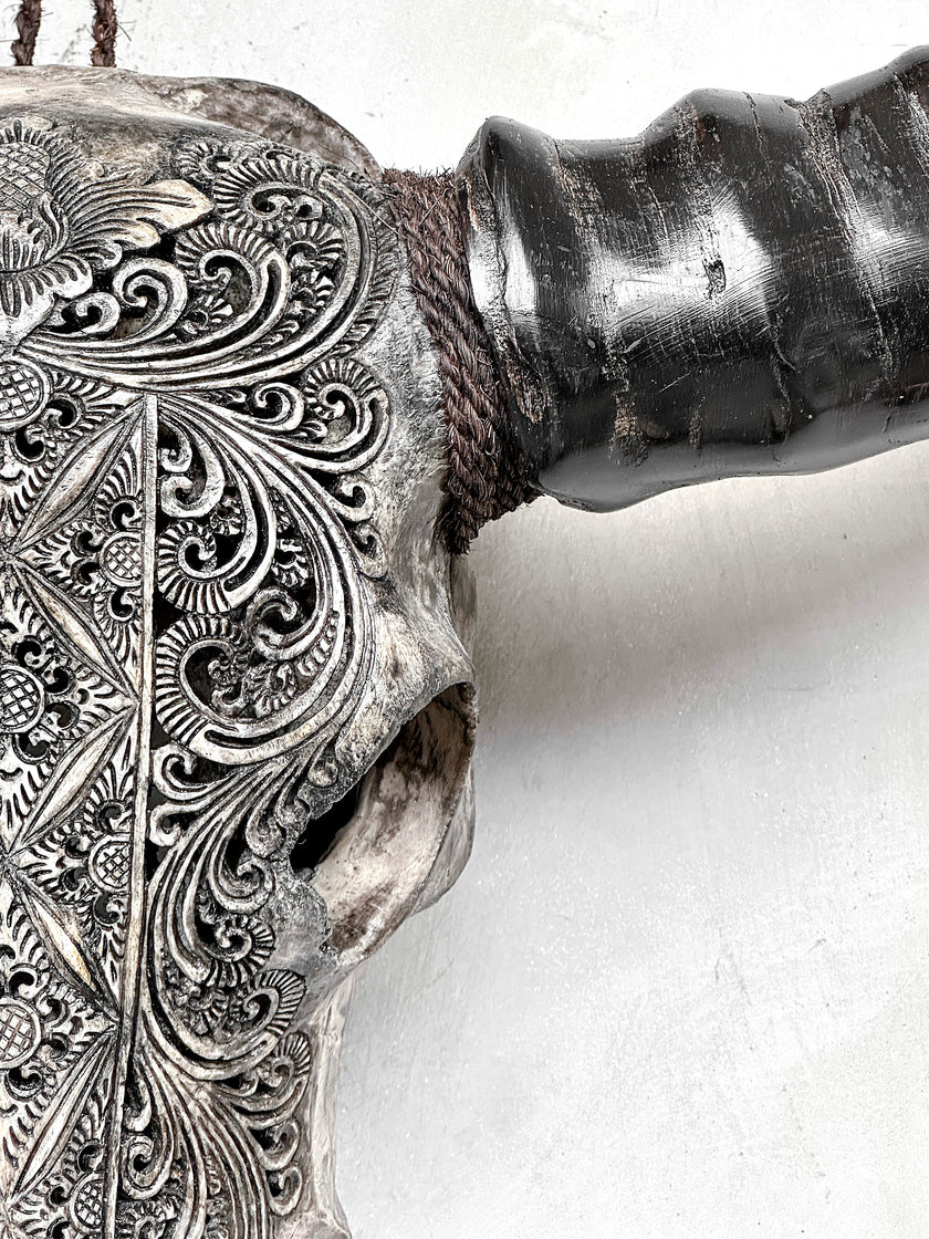Caved Waterbuffalo Skulls with Ketimun Lotus Carving Skull,A/181