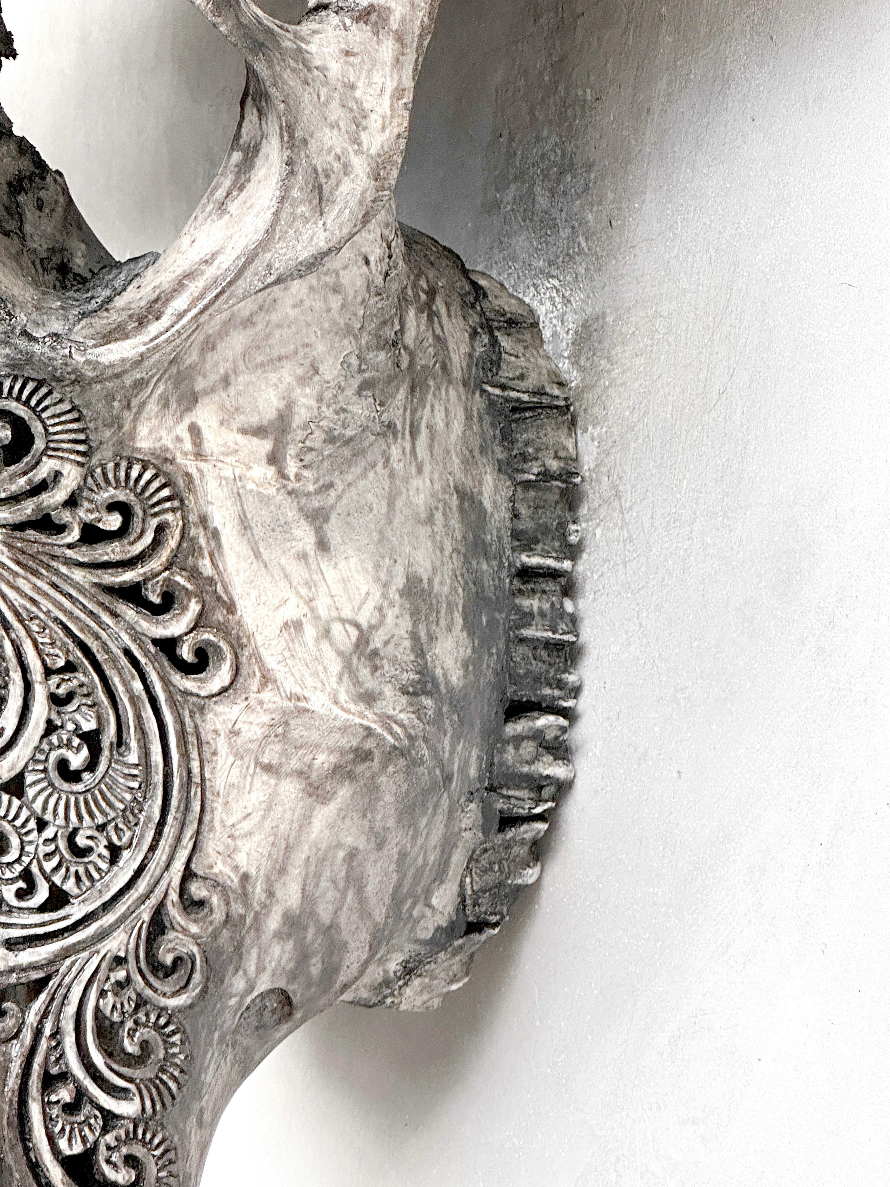 Caved Waterbuffalo Skulls with Ketimun Lotus Carving Skull,A/181