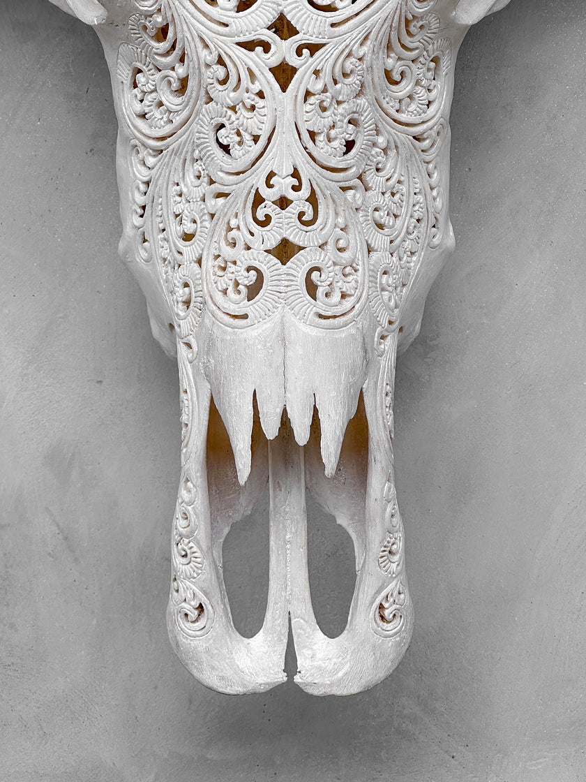 Caved Waterbuffalo Skulls with Big lotus Carving Skull,A/188