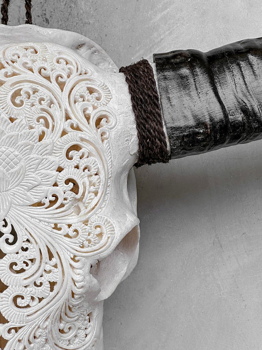 Caved Waterbuffalo Skulls with Big lotus Carving Skull,A/188
