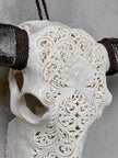 Caved Waterbuffalo Skulls with Big lotus Carving Skull,A/188