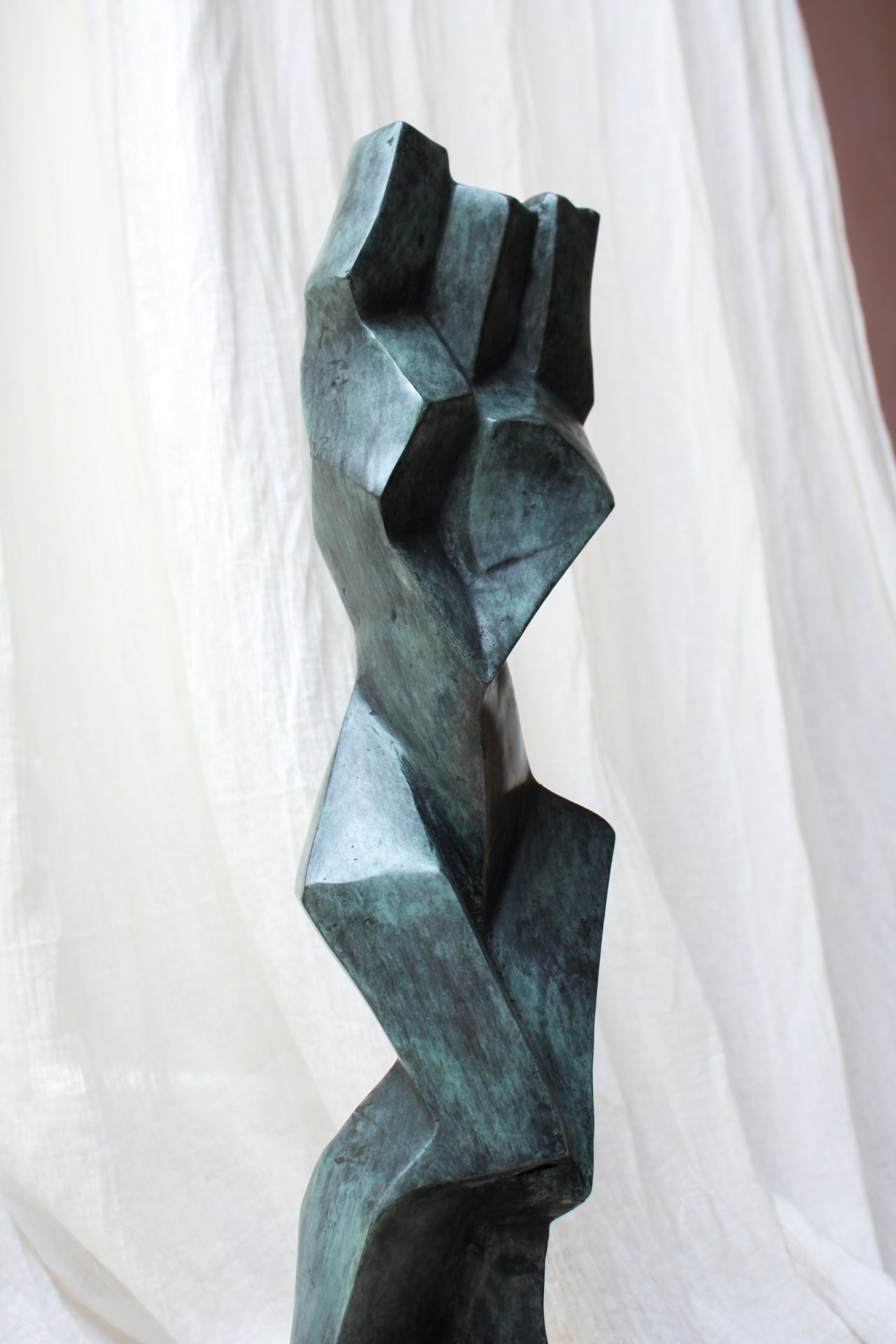 Lady Cubist Patinated Blue Bronze