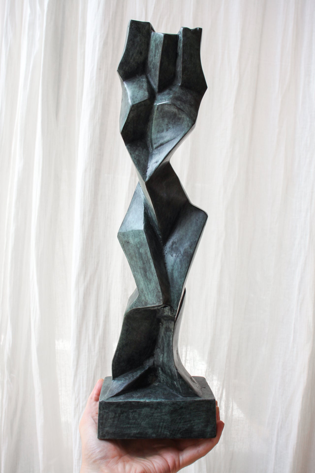 Lady Cubist Patinated Blue Bronze