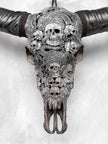 Caved Waterbuffalo Skulls with Skull And Octopus Carving Skull,A/180